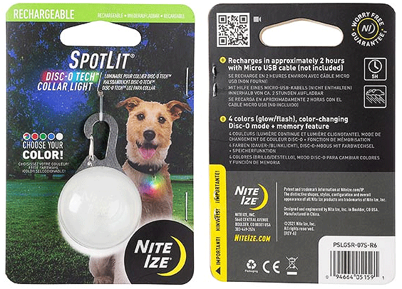 NITE IZE SpotLit Collar Light Rechargeable Disc-O Tech