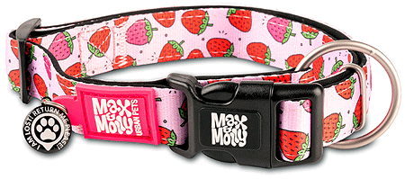 MAX&MOLLY Smart ID Dog Collar Strawberry Dream S 11-18"