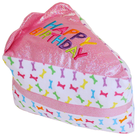 MULTIPET Birthday Cake Slice Dog Toy 6" Pink