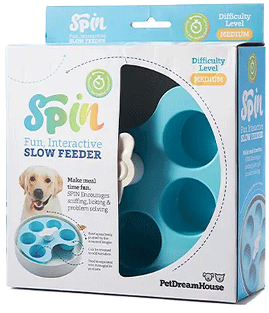 *PetDreamHouse SPIN Slow Feeder Pet Bowl Palette Blue