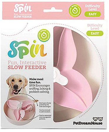 PetDreamHouse SPIN Slow Feeder Pet Bowl Bougainvillea Pink