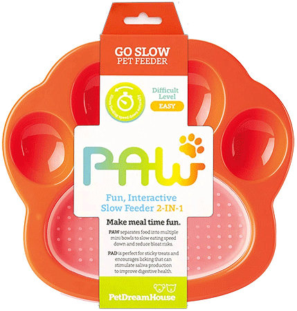 PetDreamHouse PAW Mini 2-in-1 Slow Feeder & Lick Pad Orange