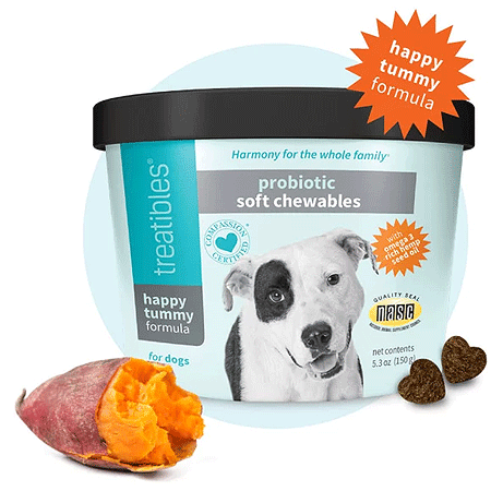 TREATIBLES Happy Tummy Probiotic Soft Chews for Dogs 60ct