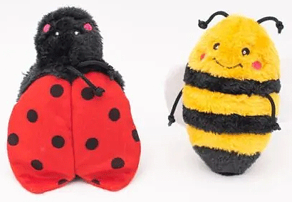 ZIPPYPAWS Crinkle 2-Pack Bee & Ladybug