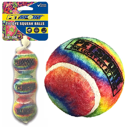 PETSPORT Tie Dye Squeak Balls 1.8" 3pk