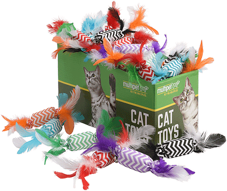 MULTIPET Candy Crackle w/Feathers Cat Toys 30ct