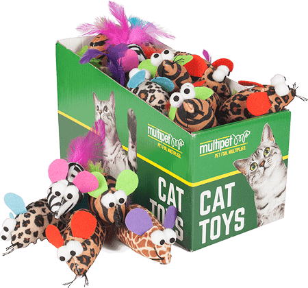 MULTIPET Safari Feather Mice Cat Toys 25ct