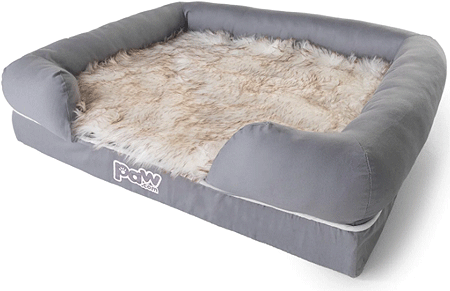 PAW PupLounge Memory Foam Bolster Bed & Topper Grey/White S