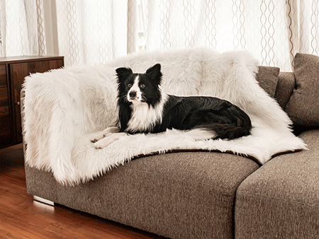 *PAW PupProtector Waterproof Throw Blanket Faux Fur Polar White Original