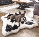 *PAW PupRug Animal Print Memory Foam Dog Bed Black Faux Cowhide Junior