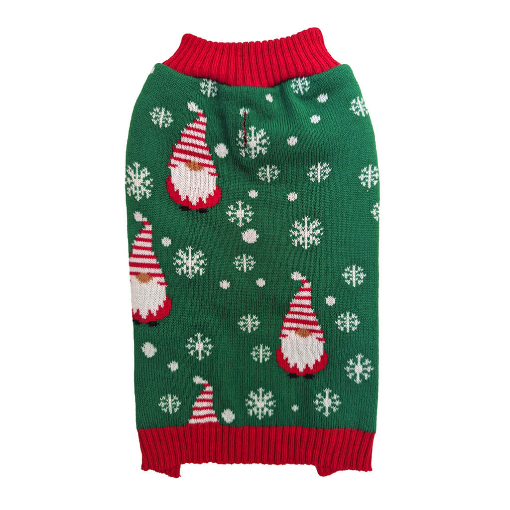 FASHION PET Holiday Gnome Sweater Green L