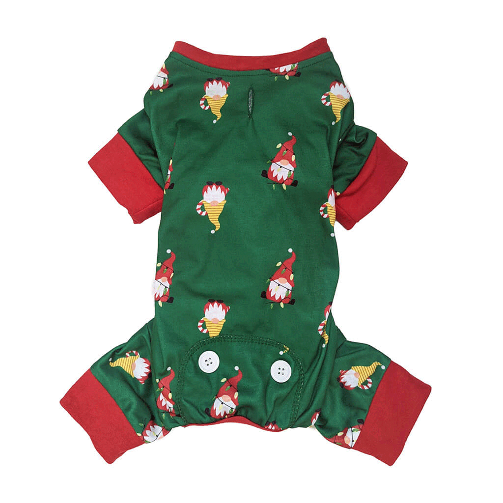 *FASHION PET Holiday Gnome PJ'S Green XS