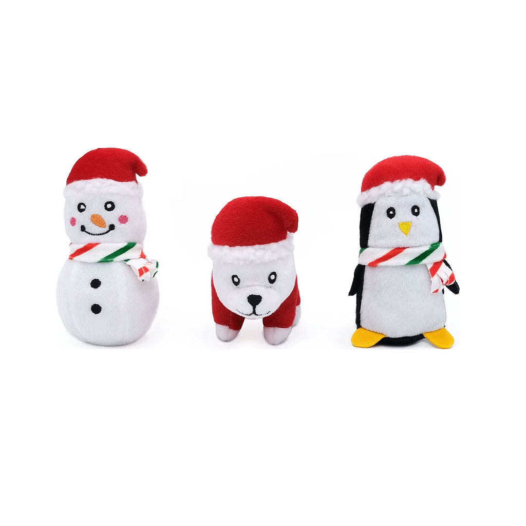 ZIPPY PAWS Holiday Miniz Festive Animals 3pk