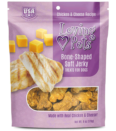 LOVING PETS Bone-Shaped Soft Jerky Treats Chicken & Cheese 6oz