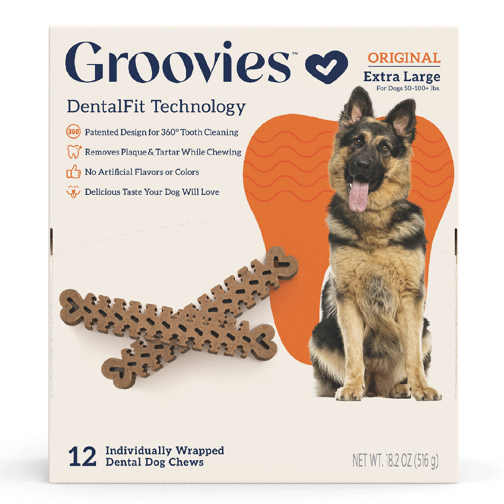 GROOVIES Dog Dental Chews Gravity Box X-Large 12ct