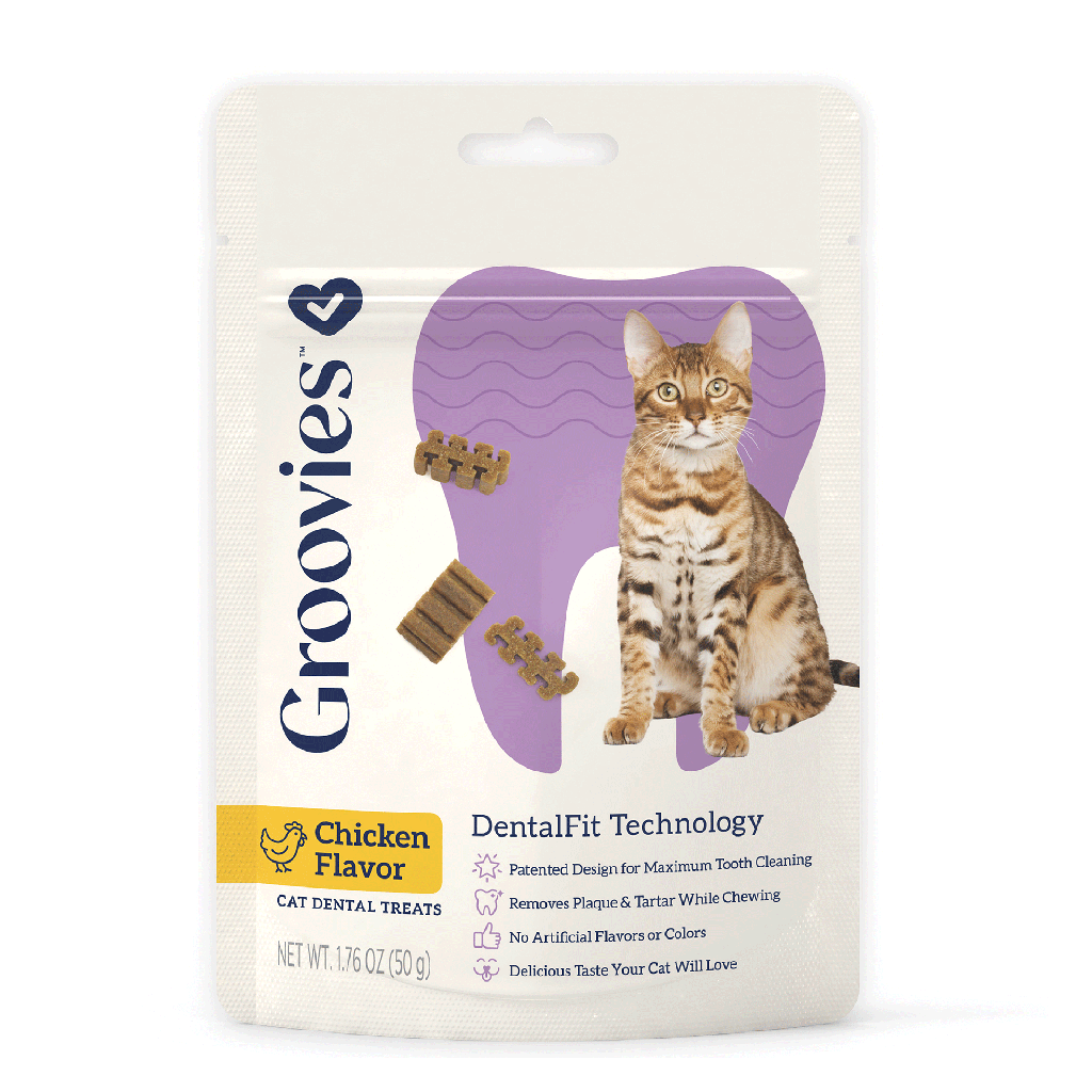 GROOVIES Cat Dental Chicken Treats 1.76oz