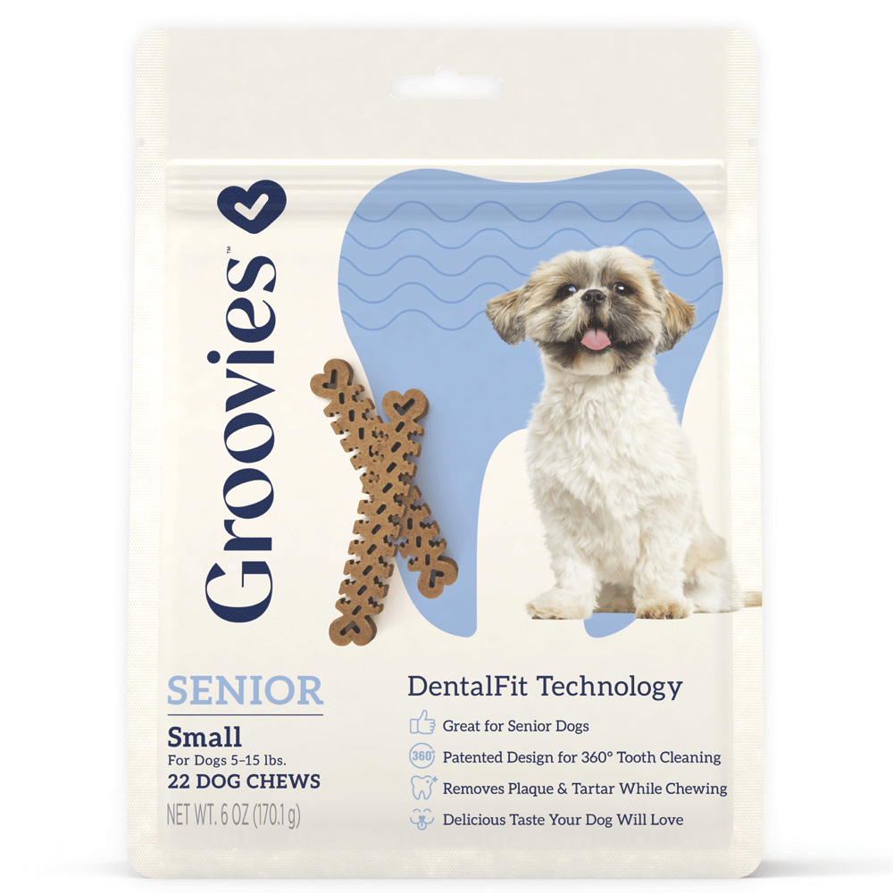 GROOVIES Senior Dog Dental Chews 6oz Small 22ct