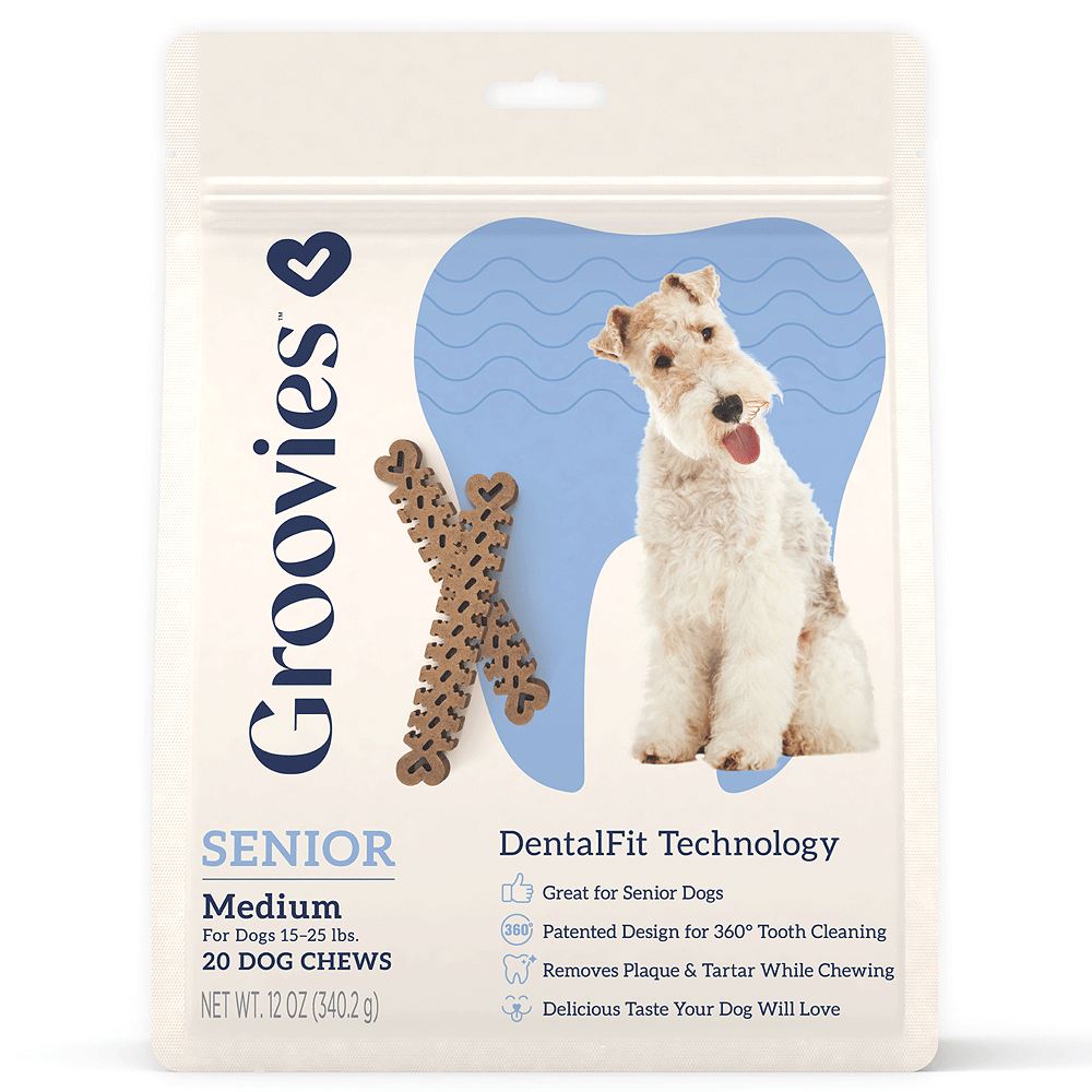 GROOVIES Senior Dog Dental Chews 12oz Medium 20ct