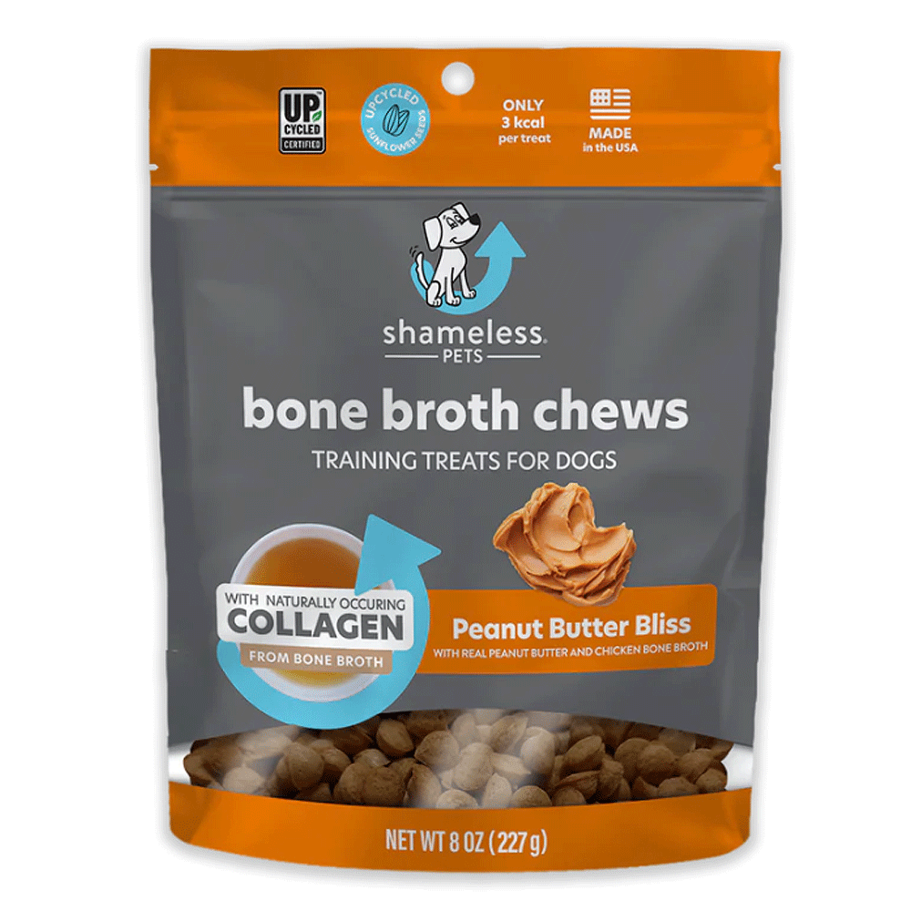 SHAMELESS PETS Bone Broth Chews Peanut Butter Bliss 8oz