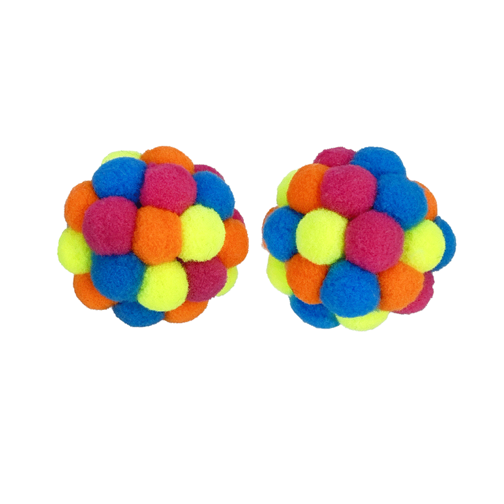 MULTIPET Pom Pom Ball w/ Rattle 2pk