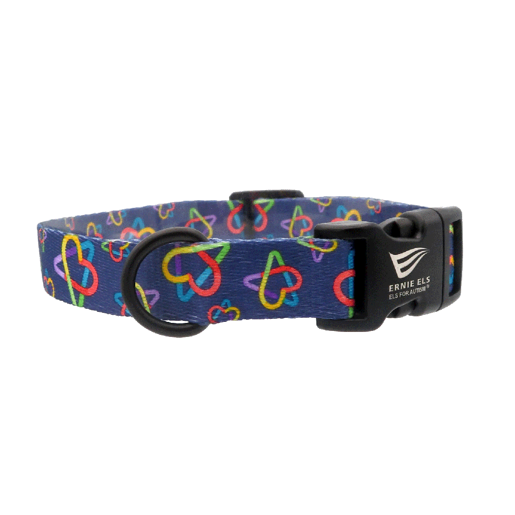 ERNIE ELS Collar Navy Hearts & Autism Medium