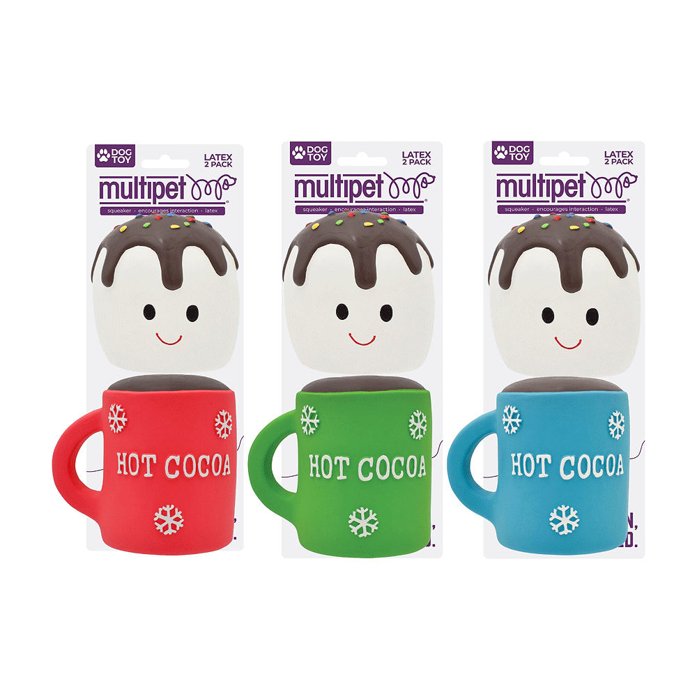 MULTIPET Holiday Latex Hot Cocoa/Marshmallow 2pk