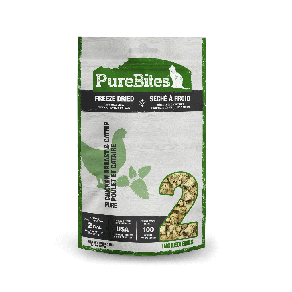 PURE BITES Cat Treats Freeze Dried Chicken Breast & Catnip 1.3oz