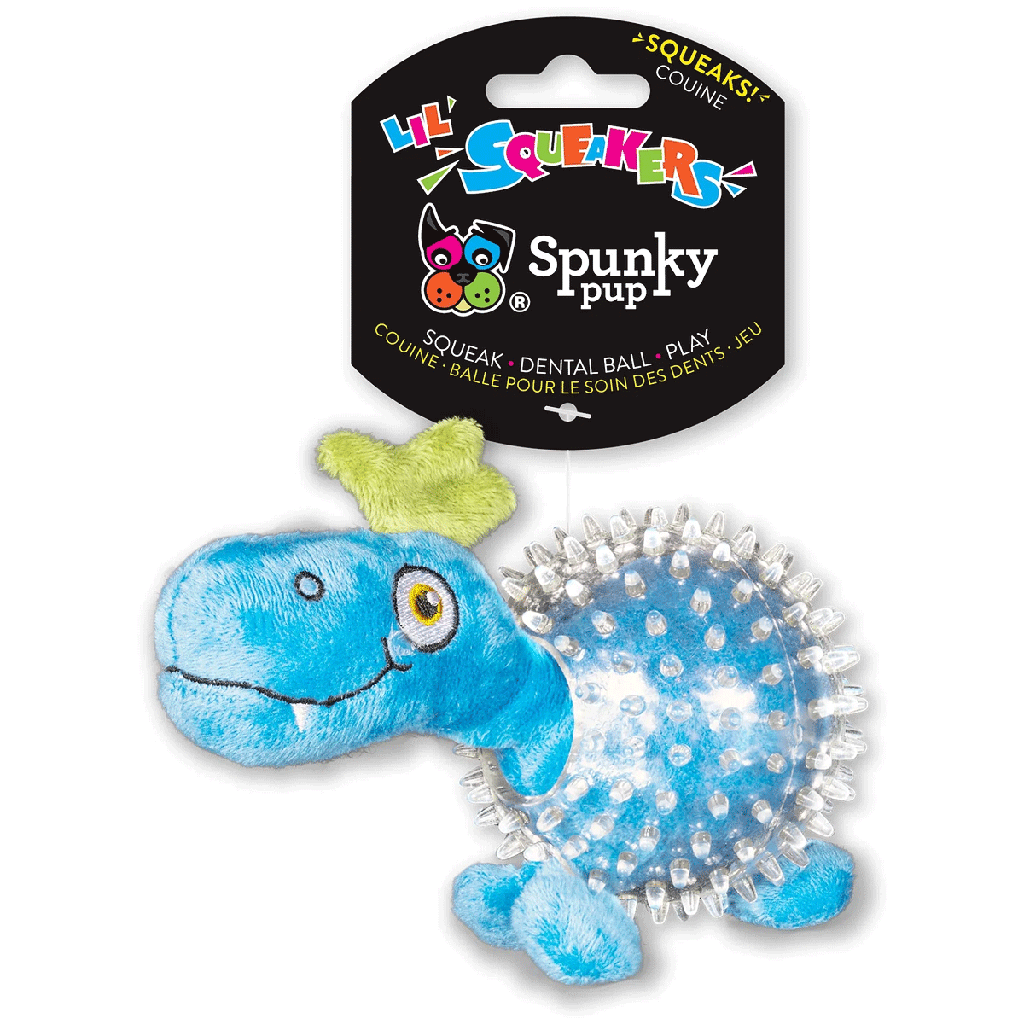 *SPUNKY PUP Lil' Squeakers Clear Spiky Dino