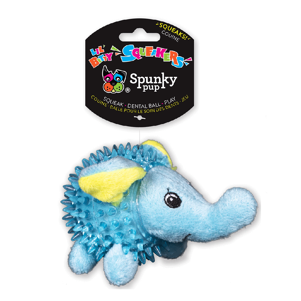 *SPUNKY PUP Lil' Bitty Squeakers Clear Spiky Elephant