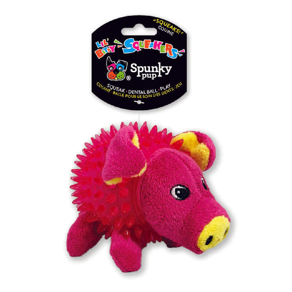 SPUNKY PUP Lil' Bitty Squeakers Clear Spiky Pig