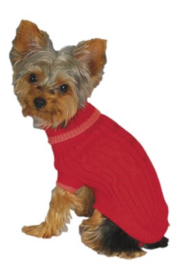 *FASHION PET Classic Cable Sweater Red XXXS