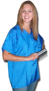 *STYLIST WEAR Scrub Top Crinkle Nylon Blue L