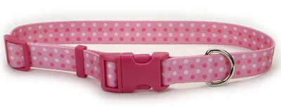 PET ATTIRE Adj Collar - 3/8 x 8-12in - Pink w/Dot