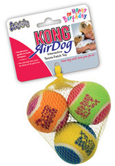 KONG Happy Birthday Squeaker Tennis Ball 3 Pack