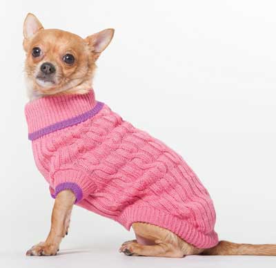 *FASHION PET Classic Cable Sweater Pink S