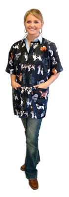 *STYLIST WEAR Patterned Scrub Top Black Breed L