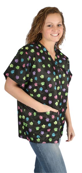 STYLIST WEAR Patterned Scrub Top Multi Paw XXL