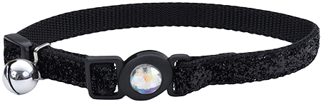 *COASTAL Safe Cat Fashion Collar 3/8 x 8-12 Inch - Black Glitter