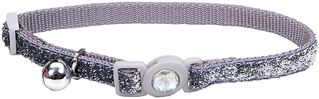 COASTAL Safe Cat Fashion Collar 3/8 x 8-12 Inch - Silver Glitter