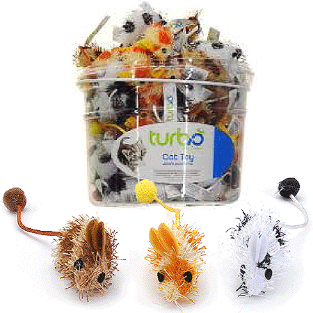 [CA80522] COASTAL TURBO CAT TOY BIN Spotted Mice 72ct