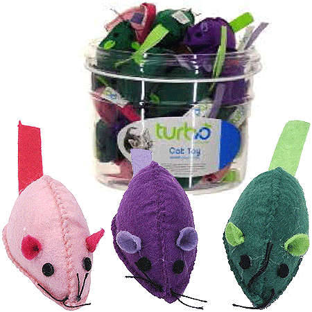 [CA80523] *COASTAL TURBO CAT TOY BIN Felt Mice 36ct