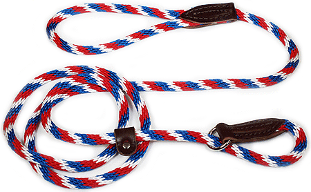 [LB3604 RD/WH/BL] LEATHER BROTHERS British Rope Slip Lead 6' Red/White/Blue