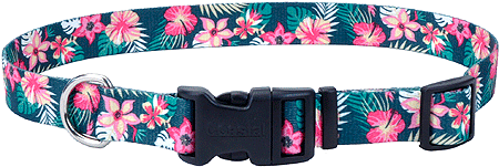 [CA6321 TRP FLW] PET ATTIRE Styles Adjustable Collar 3/8 x 8-12 Tropical Flower