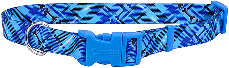 [CA6321 PLAID BN] PET ATTIRE Styles Adjustable Collar 3/8 x 8-12 Plaid Bones