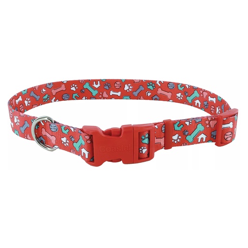 [CA6321 RED BN] PET ATTIRE Styles Adjustable Collar 3/8 x 8-12 Red Bone