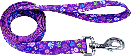 [CA366 PUR SP PAW] PET ATTIRE Styles Dog Leash 3/8 x 6ft Purple Special Paws