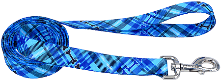 [CA366 PLAID BN] PET ATTIRE Styles Dog Leash 3/8 x 6ft Plaid Bones