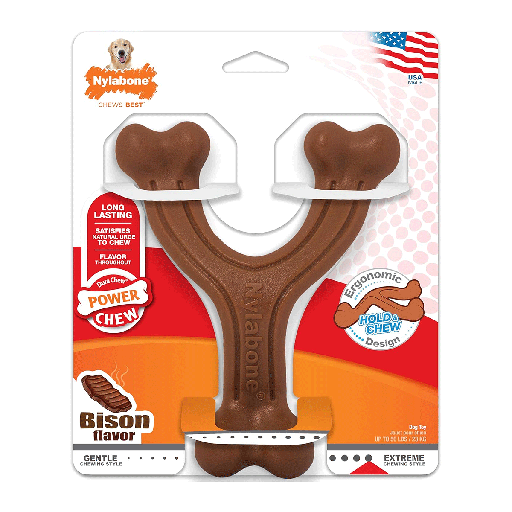 [NWB314] NYLABONE DuraChew Wishbone Power Chew Dog Toy Bison Giant