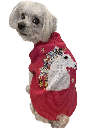 [FP60384 XS] *FASHION PET Unicorn Sequin Sweater Fuchsia XS