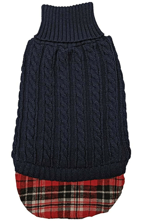 [FP60303 XS] *FASHION PET Un-Tucked Cable Sweater Navy XS